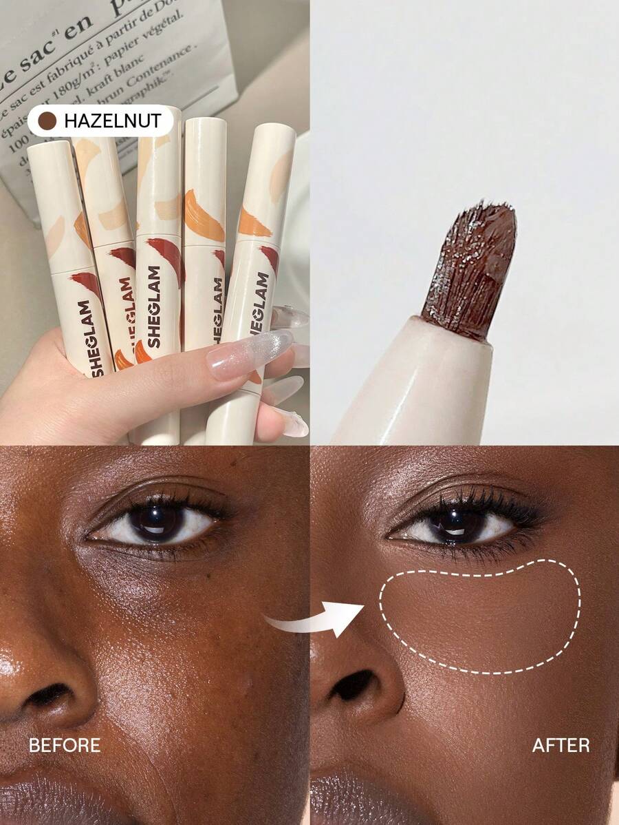 SHEGLAM 完美肌膚高遮瑕遮瑕膏-榛果色 20 色液體遮瑕刷保濕輕盈全天保濕遮瑕膏化妝品促銷遮瑕膏 品牌 美容 化妝 化妝品 適合女性與女孩 完美搭配冬季 Y2K 時尚 流行 生日禮物 假期 派對準備就緒 最佳顏色 - Hazelnut - 查看 1