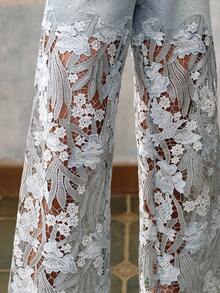 Anewsta Women's Fashion Lace Rhinestone Straight Leg Pants