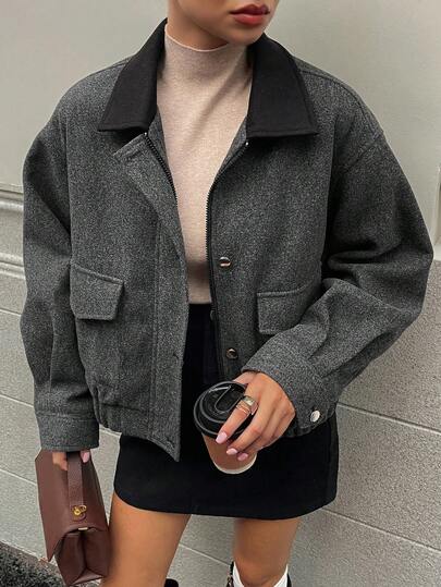 DAZY 女士休闲撞色夹克，秋季