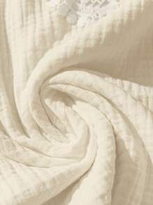 Linhara Plus Size Plain Simple Short Sleeve Shirt - Apricot - View 4