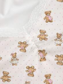 Sweetina 休闲简约全身印花蕾丝长袖女式 T 恤 - 彩色 - 查看 3