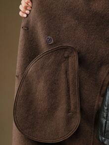 Anewsta Women's New Handmade Loose Double-Sided Wool Coat - Coffee Brown - View 13