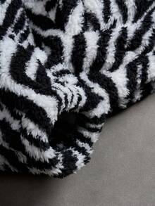 PAVTROS Men's Zebra Print Long Sleeve Fleece Zip-Up Hooded Jacket , Fall Winter