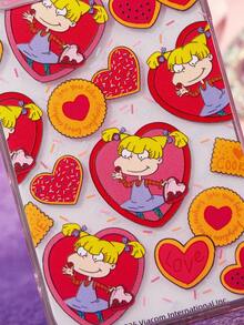 Nick 90s | SHEIN Pink Sparkle Fashion Fun Mobile Phone Case - Cartoon Figure Graphic Protective Cover Design, Compatible With IPhone - Clear - View 7