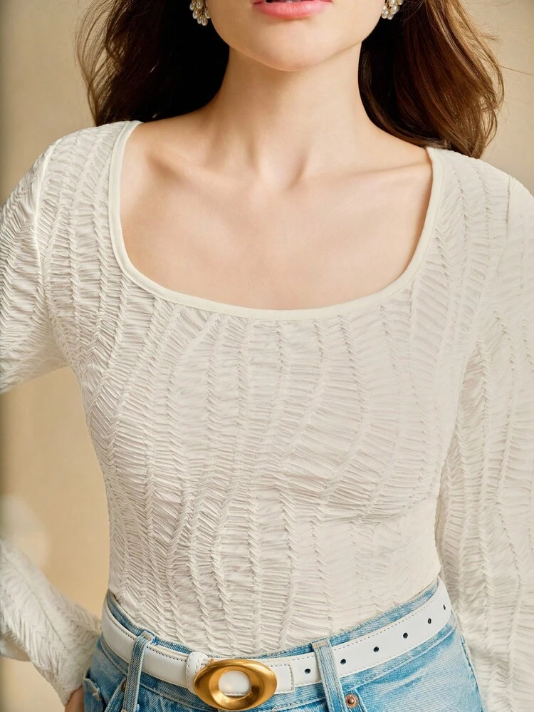 Women's Turtleneck Long Sleeve T-Shirt, Fashionable Beige, Autumn/Winter