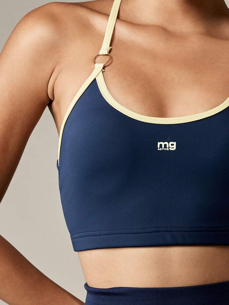 MISSGUIDED Reggiseno sportivo ad alto impatto, con schiena a fascia, con bordi a contrasto, supportivo per attività atletiche, yoga, corsa, fitness, con schiena a racer back, imbottito, con supporto medio, con schienale incrociato, senza cuciture, che assorbe l'umidità