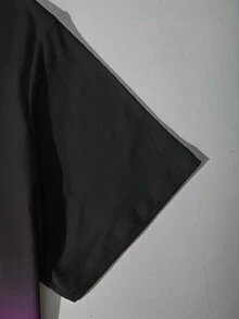 EMERY ROSE Plus Size Women's Ombre Color Round Neck Casual Short Sleeve T-Shirt, Loose Fit Versatile Top, Women's Letter & Graphic Print Minimalist T-Shirt