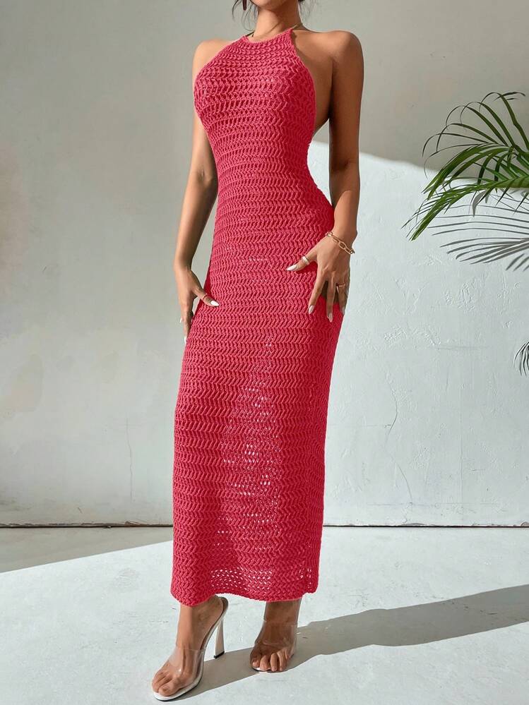 Breezaya Váy đi biển hở vai ôm sát dành cho nữ - Đỏ - Xem 3