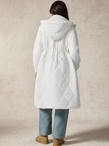 Boho Mama Maternity Solid Color Long Sleeve Hooded Padded Coat