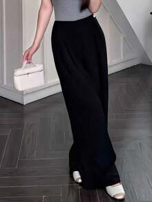 Modelyn French Style High Waist Side Pleated Versatile Slimming Women Pants Fall Cloth For Women - Black - View 4