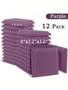 TOUO 6-24 片大号方形斜边吸音泡沫板 12 英寸 x 12 英寸 x 2 英寸/12 英寸 x 12 英寸 x 1.18 英寸，高密度隔音墙板，8 种颜色，工作室和卧室隔音处理，隔音家居配件