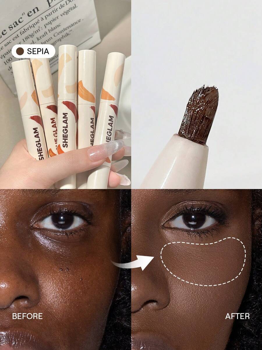 SHEGLAM 完美肌膚高遮瑕遮瑕膏-深褐色 20 色液體遮瑕刷保濕輕盈全天保濕遮瑕膏化妝品促銷遮瑕膏 品牌 美容 化妝 化妝品 適合女性與女孩 完美搭配夏季春季 Y2K 時尚 流行 生日 母親節禮物 假期 派對準備就緒 最佳顏色 - Sepia - 查看 1