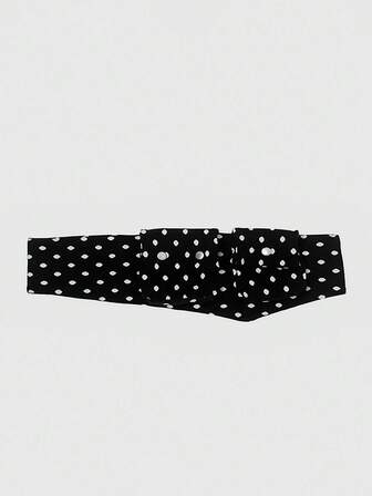 Anime Retro Black & White Polka Dot Print Pocket Waist Bag With Adjustable Width Belt, Fashion Versatile Accessory Combo For Commuting