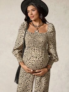 Boho Mama Schwangeren Frauen Blümchen Jumpsuit mit quadratischem Ausschnitt und weiten Beinen, elegant für den Urlaub