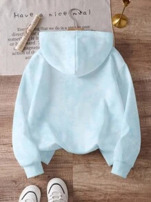 Girls' Casual Cute Cartoon Blue Rabbit Pattern Printed Pullover Sweatshirt Cute Hoodies For Girls Tween Girl Clothes Hoodie Cute Hoodies For Tweens Girls Hoodies Bunny Hoodies For Girls Fall Winter