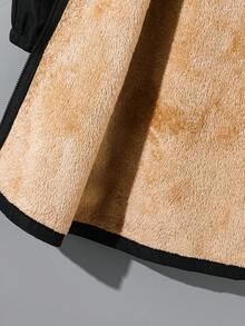 SHEIN Teens Boys' Casual Comfortable Versatile Thermal Lined Hooded Long Jacket Suitable For Christmas, Home, Commute, School, Daily Casual, Travel, Outdoor Party, Sports, Fall Autumn And Winter Clothes Boys Long Coats Winter Coat Boys Long Black Coat Hooded Coat For Boys Plush Coat - Black - View 6