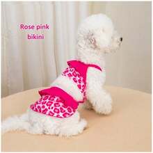 Conjunto de traje de baño para perro, ropa para perro, falda y traje de baño con estampado de leopardo rosa, bikini de verano transpirable y con estilo, accesorios de fotografía para mascotas, suministros para mascotas, adecuado para perros y gatos para nadar
