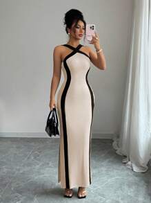 Rafferiza Women's Stylish Elegant Color Blocking Bodycon Dress - Multicolor - View 4