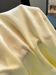 Franclia Áo sơ mi nữ tay dài cổ buộc dây viền ren dáng rộng thoải mái, phong cách tối giản, thu đông, thanh lịch, ôm dáng, cổ mở phía trước, tay dài, cúc vàng, áo sơ mi nữ mùa xuân/thu, áo dài tay màu vàng cho nữ, áo sơ mi công sở cài cúc cho nữ, áo công sở thường ngày cho nữ, áo đi chơi cho nữ, áo màu vàng thường ngày mùa xuân/thu. - Màu vàng - Xem 8