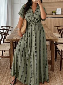 EMERY ROSE Plus Size Geometric Print Dress, Random Print - Multicolor - View 3