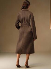 Anewsta Women's New Handmade Loose Double-Sided Wool Coat - Coffee Brown - View 2