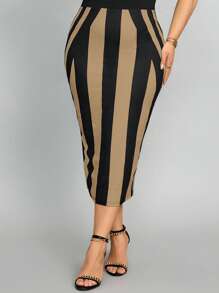 SHEIN Lady 2025 New Spring And Summer Autumn And Winter Khaki Casual Elegant Knitted Pencil Midi Plus Size Skirts  Dresses For Women Elegant Wedding Guest Dress Women  Fall Clothes For Women Casual Halloween Autumn Fall Clothes For Women Winter Fall Outfits For Women