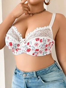DesireSculpt 1 Áo ngực ren có gọng cỡ lớn, áo ngực họa tiết hoa, áo ngực ren, áo ngực hoa, áo ngực dễ thương, nâng ngực - Nhiều màu - Xem 4