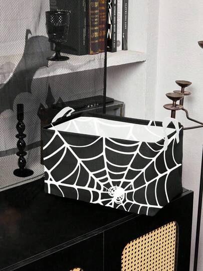 Goth Cesta portaoggetti stile gotico con stampa a ragnatela, dimensioni 40cm*25cm*20cm, adatta per camera da letto, soggiorno, bagno, Ognissanti
