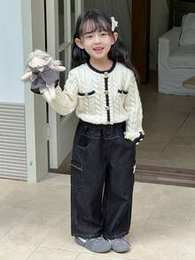 DAZY Quần jeans ống rộng dáng suông đa năng dành cho nữ giới trẻ tuổi. - Rửa tối - Xem 4