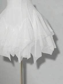 SHEIN ICON Women's Spring And Summer Elegant Sweet Sexy Ballet Style Dance Party Dress With Multi-Layer Asymmetrical Ruffle Stitching White Tube Top With Panties Mini Dress - White - View 4