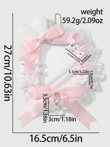 ROMWE Kawaii 1 chiếc nơ ruy băng bằng acrylic hình thỏ nhồi bông màu hồng và trắng chất lượng cao dành cho bé gái dễ thương và ngọt ngào, có cánh, trái tim đính đá, thánh giá, ren trang trí, móc khóa và mặt dây chuyền túi bằng acrylic, thích hợp cho nhân viên văn phòng, sinh viên, trang phục hàng ngày, quà tặng ngày lễ - Hồng - Xem 9