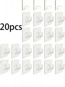10/20 件透明亚克力粘钩，强力自粘式墙壁挂钩，用于悬挂衣服、毛巾、钥匙、收纳盒、家居装饰、厨房、浴室、卧室、客厅 - 无损坏透明挂钩，多用途粘钩，适合日常使用
