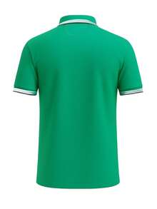 Hugo Boss 男士夏季字母条纹印花 Polo 领短袖休闲 T 恤 - 303 深綠色 - 查看 5