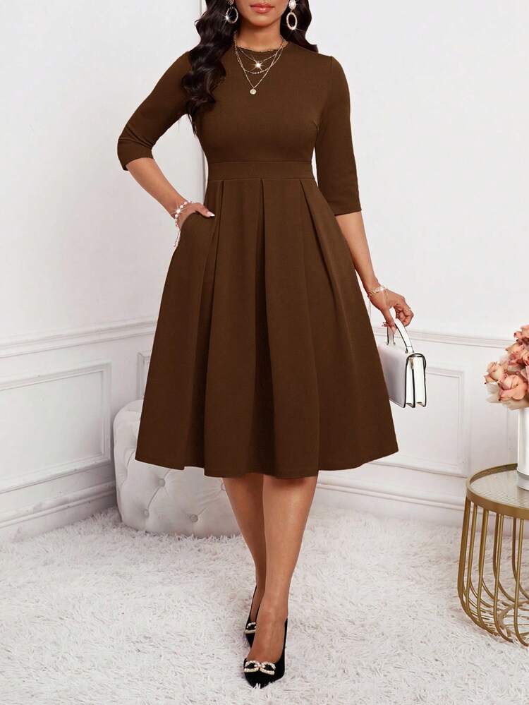 SHEIN Lady 2025 New Spring, Summer, Autumn And Winter Elegant Office Party  New Year Brown Ladies Dresses Elegant Brown Dress Fall Dresses For Women  Halloween Going Out Outfit | SHEIN Malaysia
