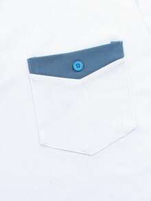 Manfinity Homme Áo thun polo nam tay dài màu tương phản, thường ngày, đi làm, Áo thun polo nam tay dài, Áo thun polo trắng và xanh nam, Áo thun polo nam tay dài, Áo thun polo nam thời trang, Áo thun polo nam mùa hè - trắng - Xem 4