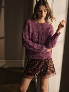 MOTF PREMIUM WOOL ROUND NECK SWEATER, AUTUMN/WINTER - Purple - View 7