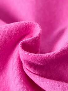 Paul Frank X SHEIN Bộ đồ liền thân dài tay dài cổ tròn in hình khỉ hoạt hình dễ thương cho bé trai màu hồng thoải mái - Hồng - Xem 3