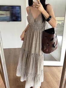 Livesso Women's Summer Spaghetti Strap Waist Midi Dress,Fall Women Clothes Long Sleeve Dress