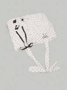 ROMWE Kawaii 1 Túi đeo vai cỡ lớn họa tiết chấm bi trắng phong cách Nhật Bản, dung tích lớn, họa tiết nốt nhạc, cỏ bốn lá, nơ trang trí, túi xách phong cách đại học dành cho thanh thiếu niên (1657622) - Nhiều màu - Xem 4