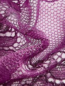 SHEIN مجموعة بليه مع رباط الدانتيل لحمالة الصدر لأحجام كبيرة، ملابس داخلية - الأرجواني - مشاهدة 6