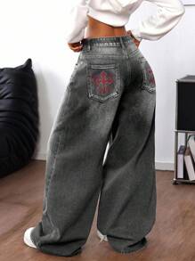 SHEIN ICON 女士休闲牛仔裤，极简主义日常穿着，宽松女士牛仔裤