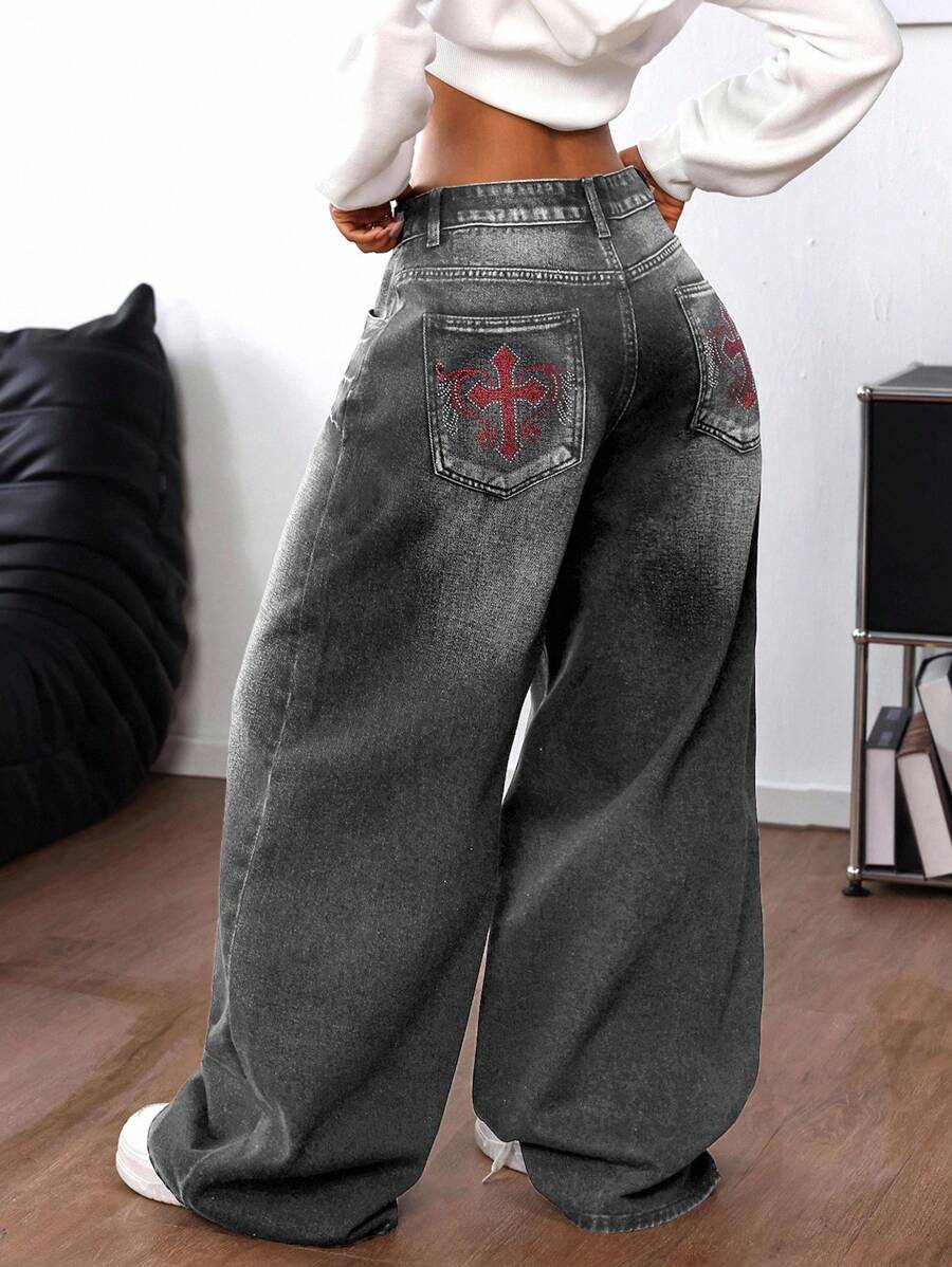 SHEIN ICON 女士休闲牛仔裤，极简主义日常穿着，宽松女士牛仔裤