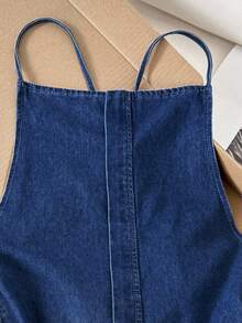 Comfortcana Women's Backless Denim Bib Shorts Denim Romper Women Rompers Denim Jumpsuit Casual Romper One Piece Romper