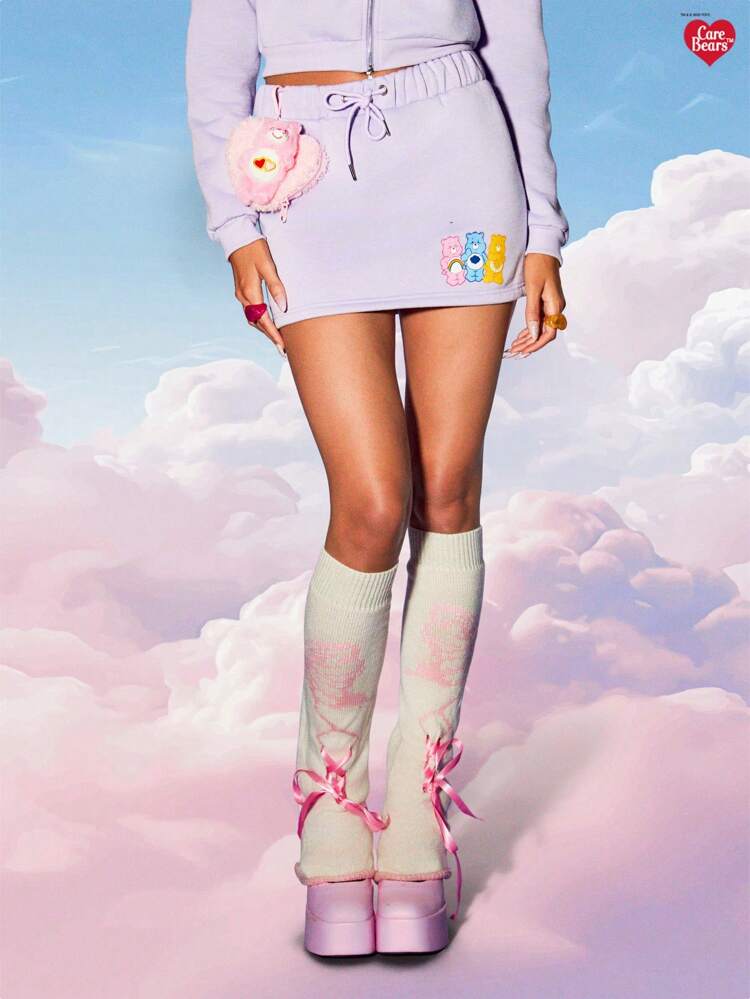 MISSGUIDED x Carebears Drawstring Mini Skirt With Print And Elastic Waist