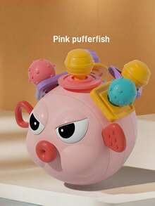 Zazumi 1PC 4.13*3.74in  Chewable BiteResistant EasyGrasp Sensory Teether Ball Colorful Manhattan Toy Cute Pufferfish Shape Educational Developmental Playtime Essential Learning Toy SensoryPlay FineMotorSkills