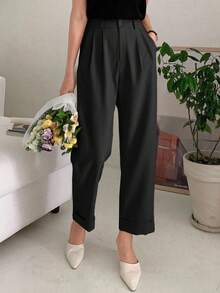 EURMUSE Women's Solid Color Casual Business Pants - Black - View 2