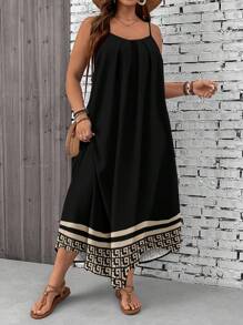 EMERY ROSE 大码花卉印花度假连衣裙 - 黑色 - 查看 3