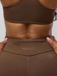 Musera Sport 交叉前腰带运动紧身裤健身服无缝弹力 Padel 普拉提健身沙漠跑步者健身 - 咖啡棕 - 查看 8