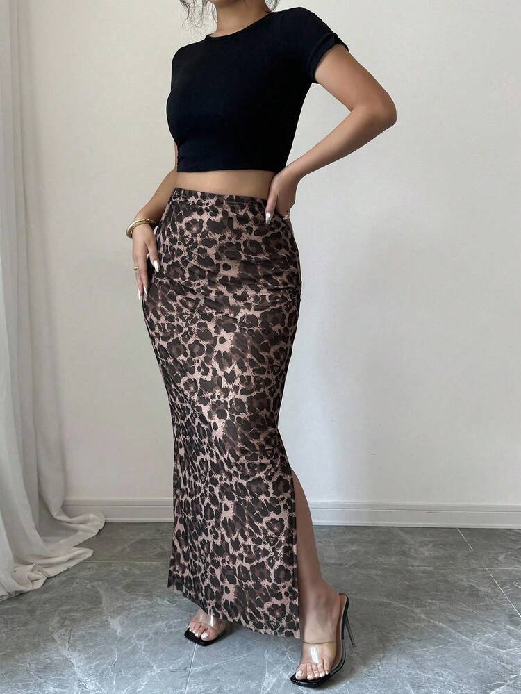 Rafferiza Women's Leopard Print Mesh Bodycon Skirt Fall Cloth For Women Leopard Skirt - Khaki - View 4