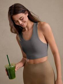 Eassivo Women's Backless Yoga Crop Top, Casual Versatile Short Fitness Sports Tank Top